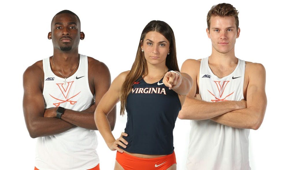 Jordan Scott, Bridget Guy and Brenton Foster (pictured left to right) all qualified for the NCAA Indoor Championships.