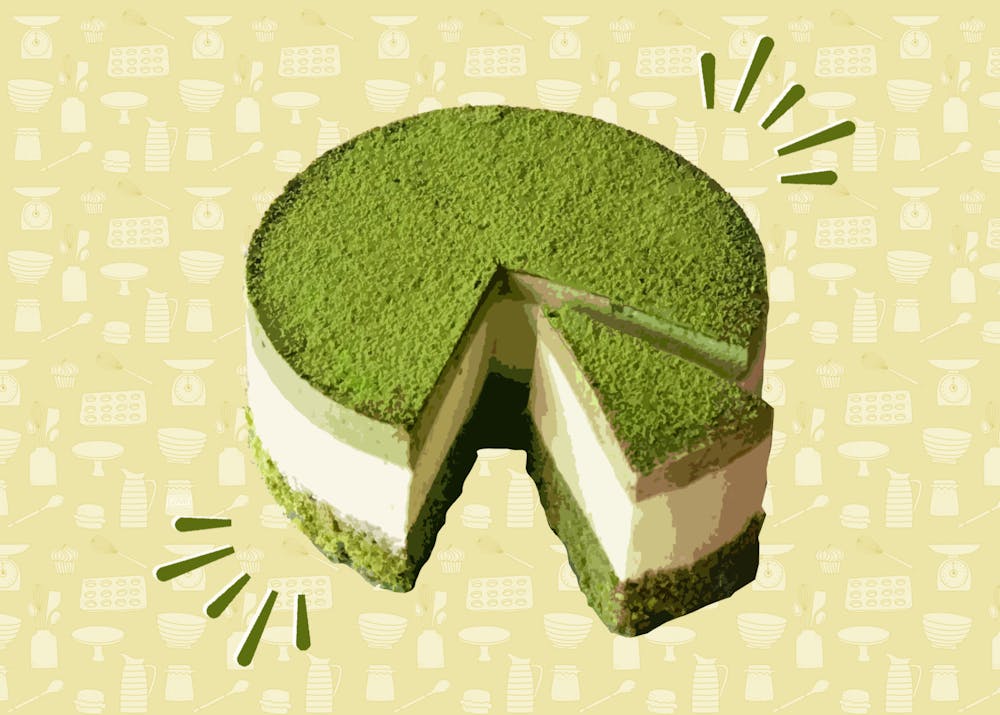 I infused the cheesecake with green tea powder, giving the cake a beautiful green hue and a subtle earthy flavor.&nbsp;